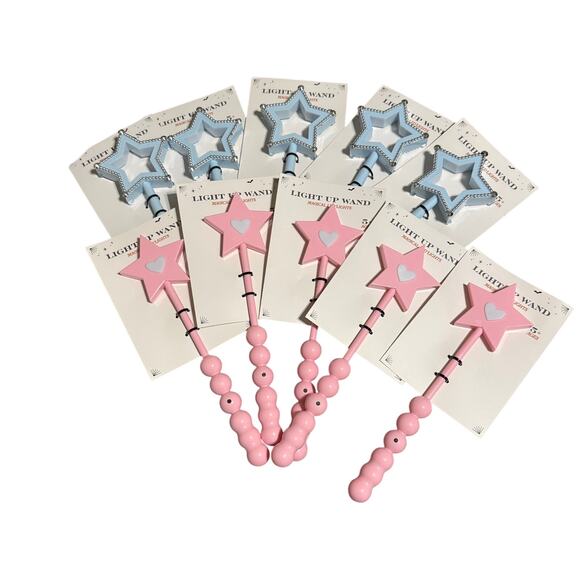 NWT Princess Wands Light Up Party Favors Lot of 10 Pink & Light Blue Star Hearts - Picture 1 of 4
